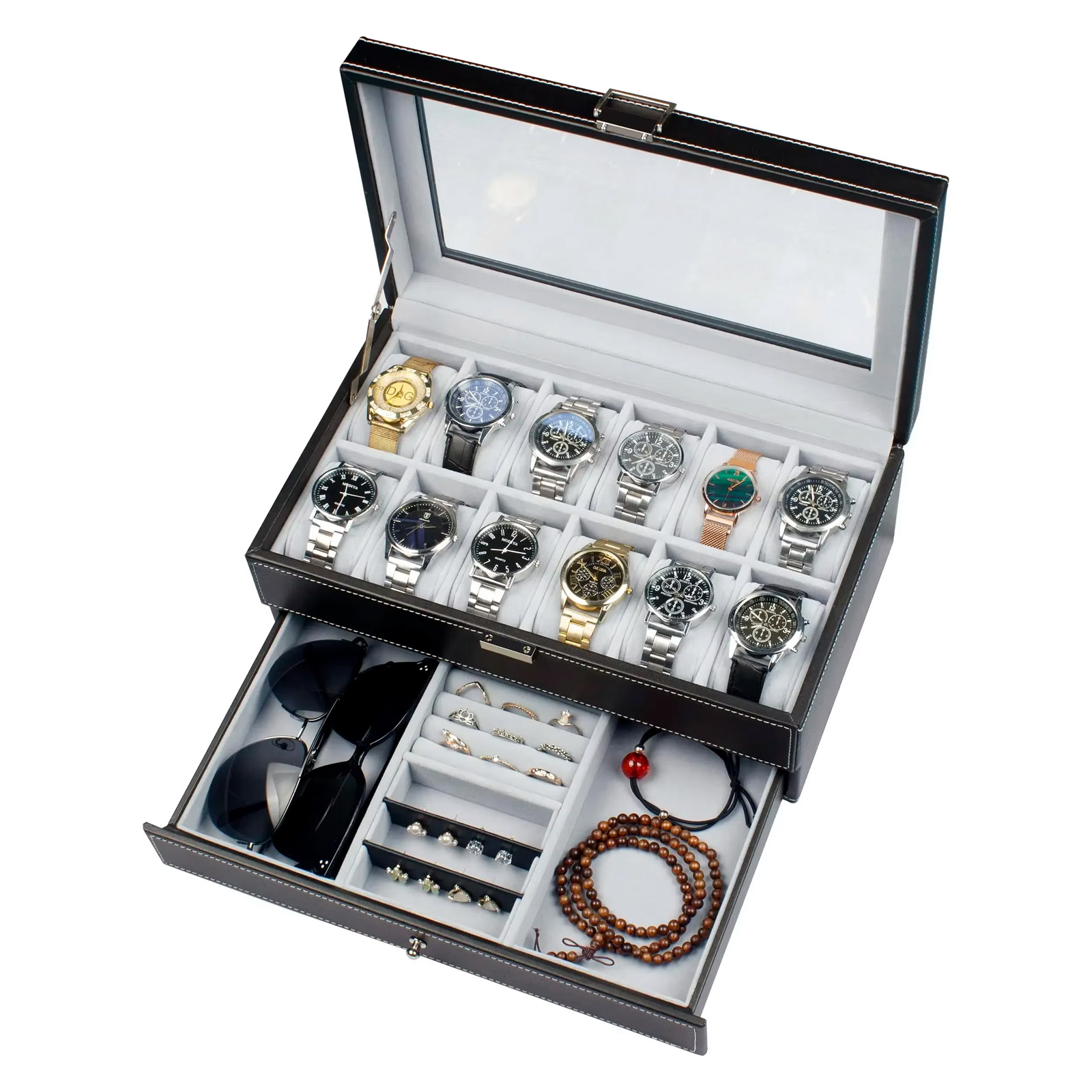 Jewelry Type Watches - Новые 12-слотовые кожаные запираемые коробки для